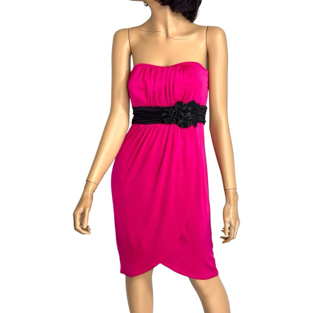 Pink Strapless Ruched Tulip Mini Dress M Pary Cocktail Y2k Glam
